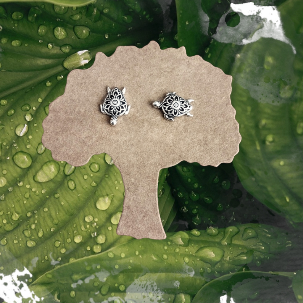 925 Sterling Silver Filigree Turtle Stud Earrings 15$